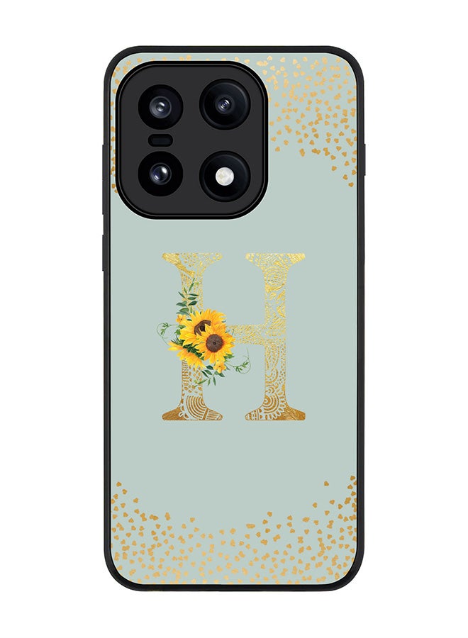 For OnePlus 15 Case,Slim fit Camera Protection, Shockproof Thin Phone cover  - Custom Floral Monogram - H  (Light Grey )